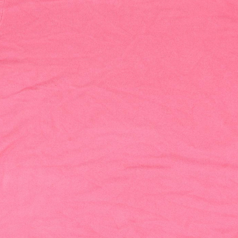 Brand and care label for Bonmarché women’s pink jumper, size UK 14