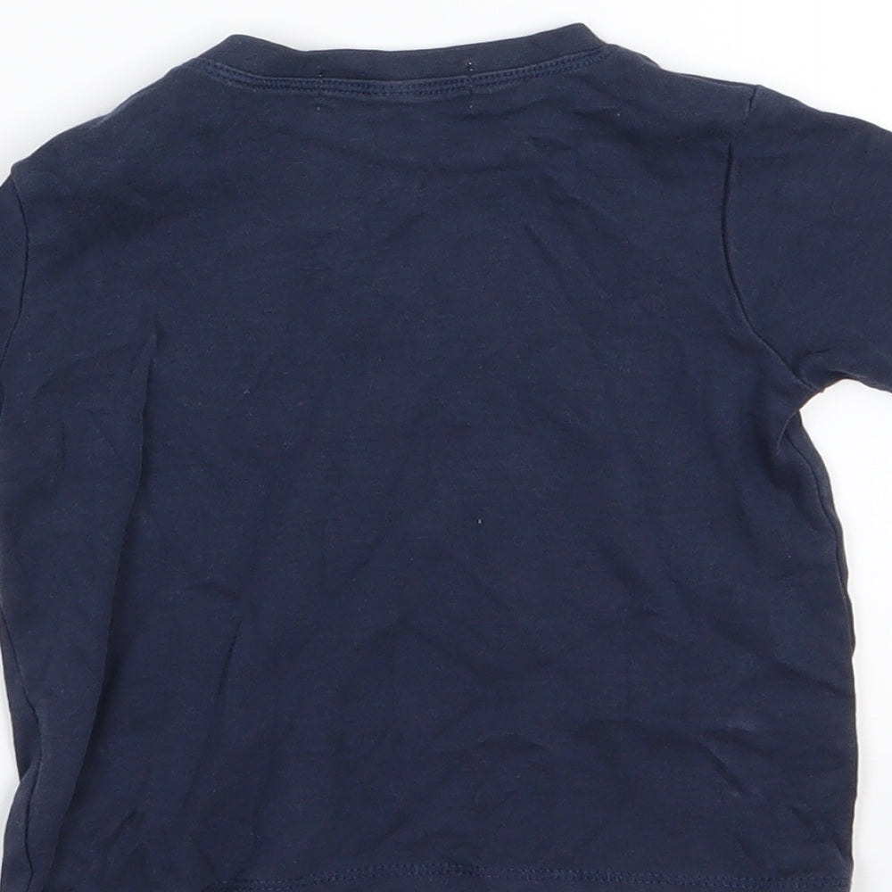 Brand and care label for Mimosa girls’ blue jersey basic t-shirt, size 12-18, months - 1 animals