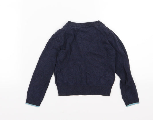 Gao Girls Blue Knit Pullover Jumper Size 3 Years - Owl