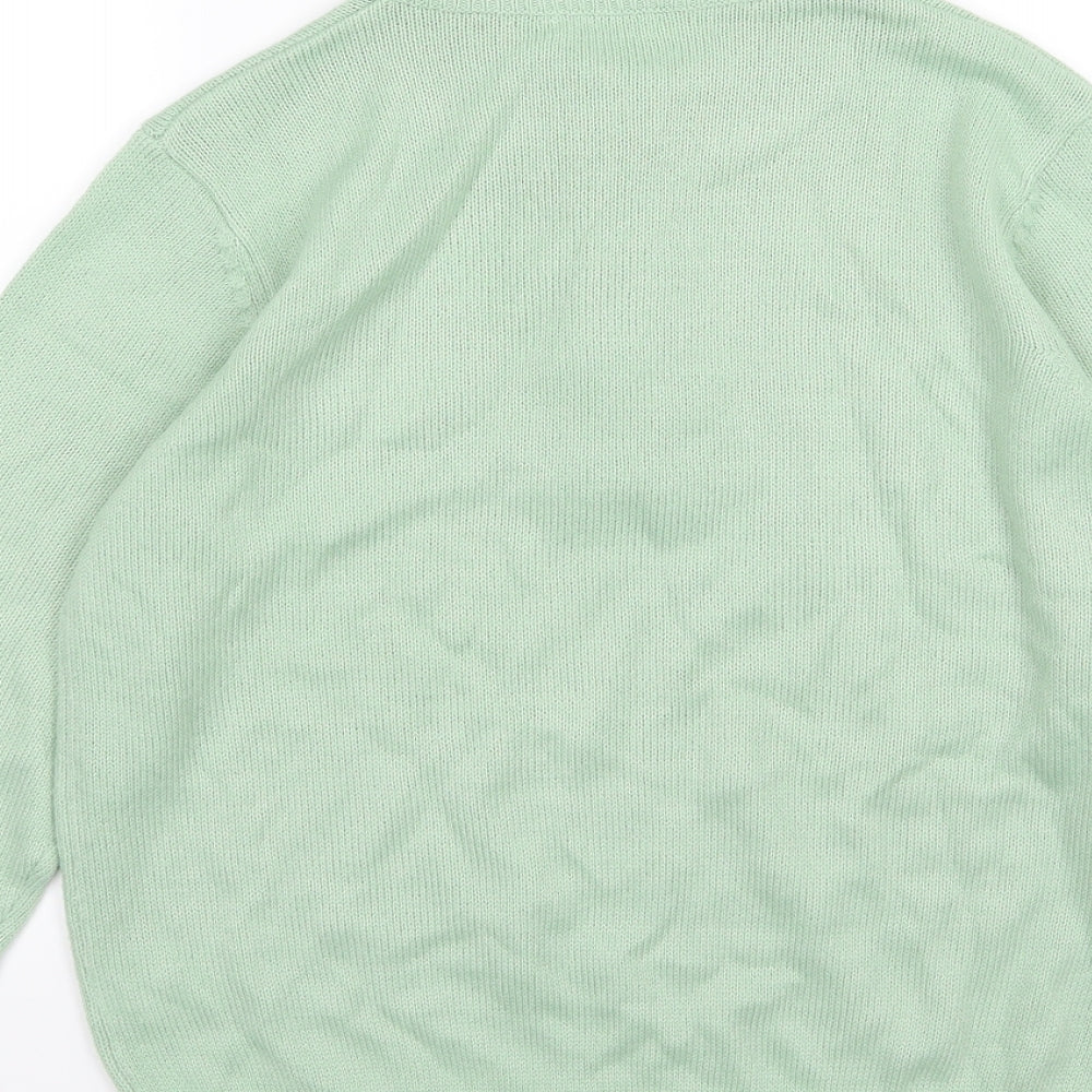Brand and care label for Damart women’s green knit jumper, size UK 10