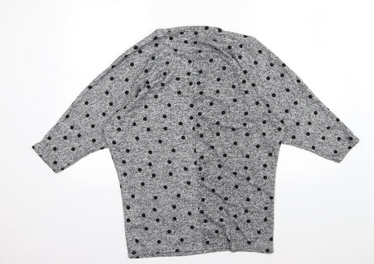 Dorothy Perkins Womens Grey Polka Dot Jersey Pullover Jumper Size 14