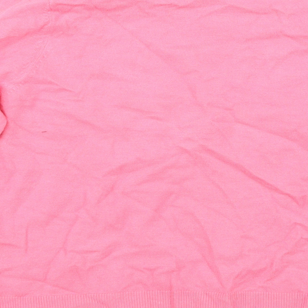 Brand and care label for Dorothy Perkins women’s pink jumper, size UK 12