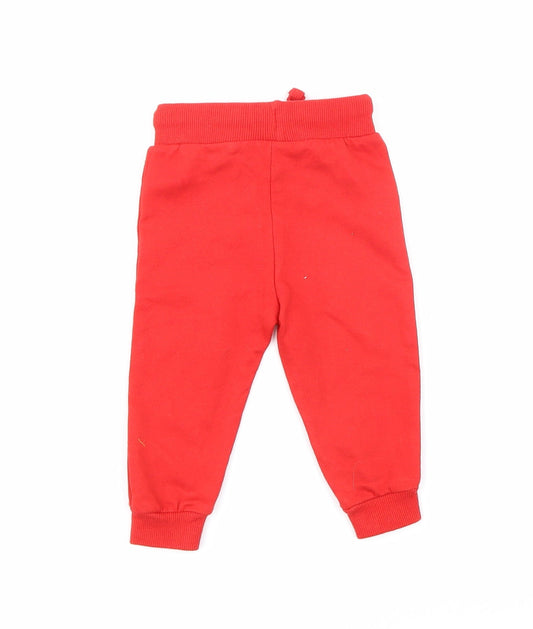 Disney Boys Red Jogger Trousers Size 9 Months