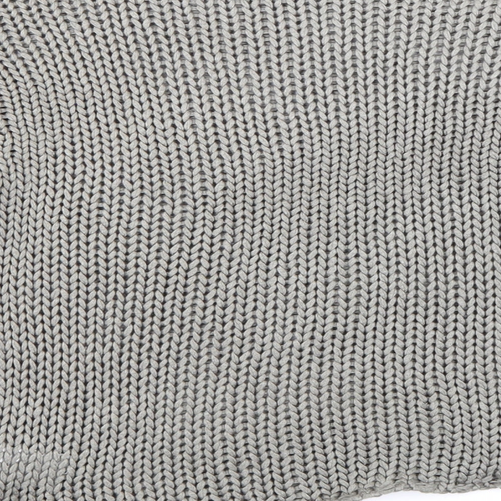 Brand and care label for H&M women’s grey knit jumper, size M