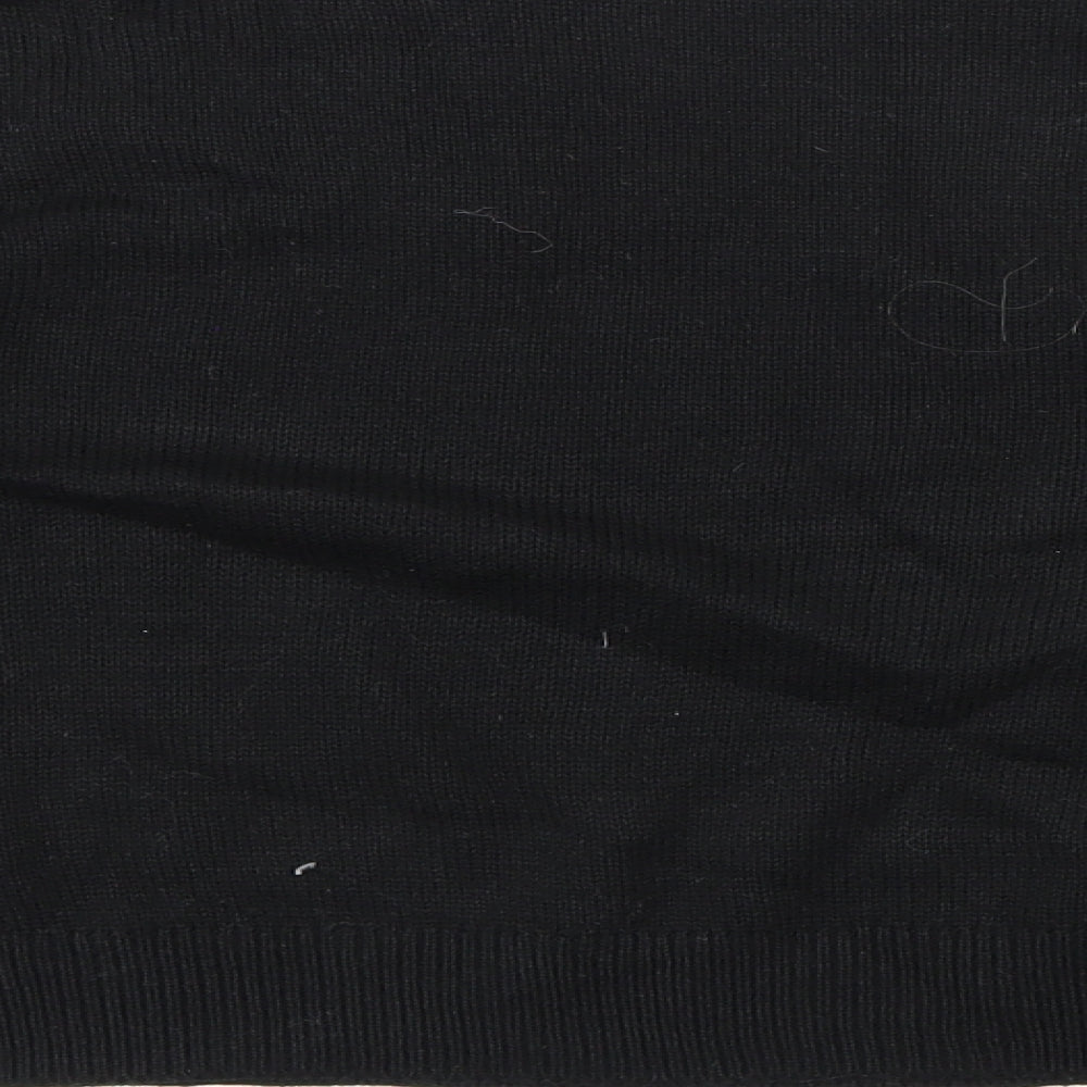 Brand and care label for H&M women’s black knit jumper, size S