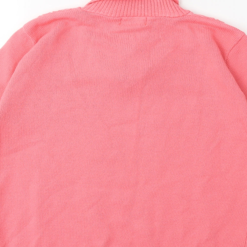 Brand and care label for CHIC women’s pink knit jumper, size L