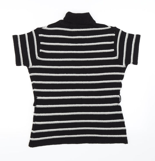 O Zone Womens Black Striped Pullover Jumper Size L
