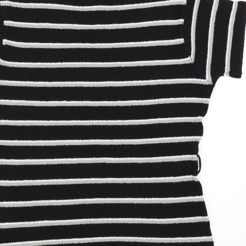 O Zone Womens Black Striped Pullover Jumper Size L