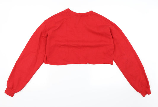 Topshop Womens Red Pullover Sweatshirt Size S - Cropped Sweatshirt