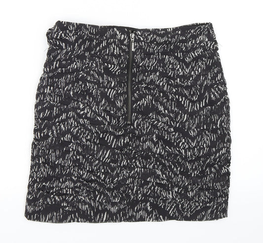 H&M Womens Black Animal Print Mini Skirt Size 40