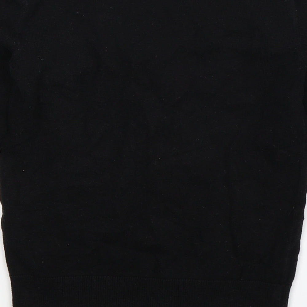 Brand and care label for Divided women’s black knit cardigan jumper, size UK 4