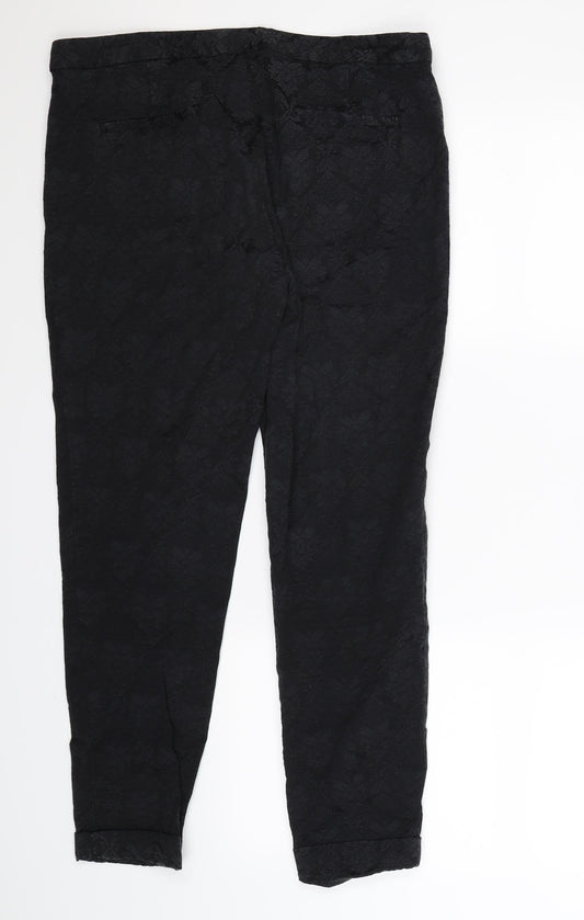 Zara Womens Black Floral Trousers Size L L26 in