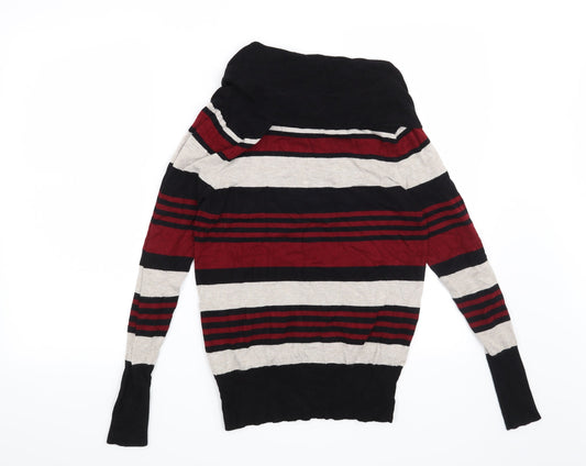 Marks and Spencer Womens Black Striped Pullover Jumper Size 10