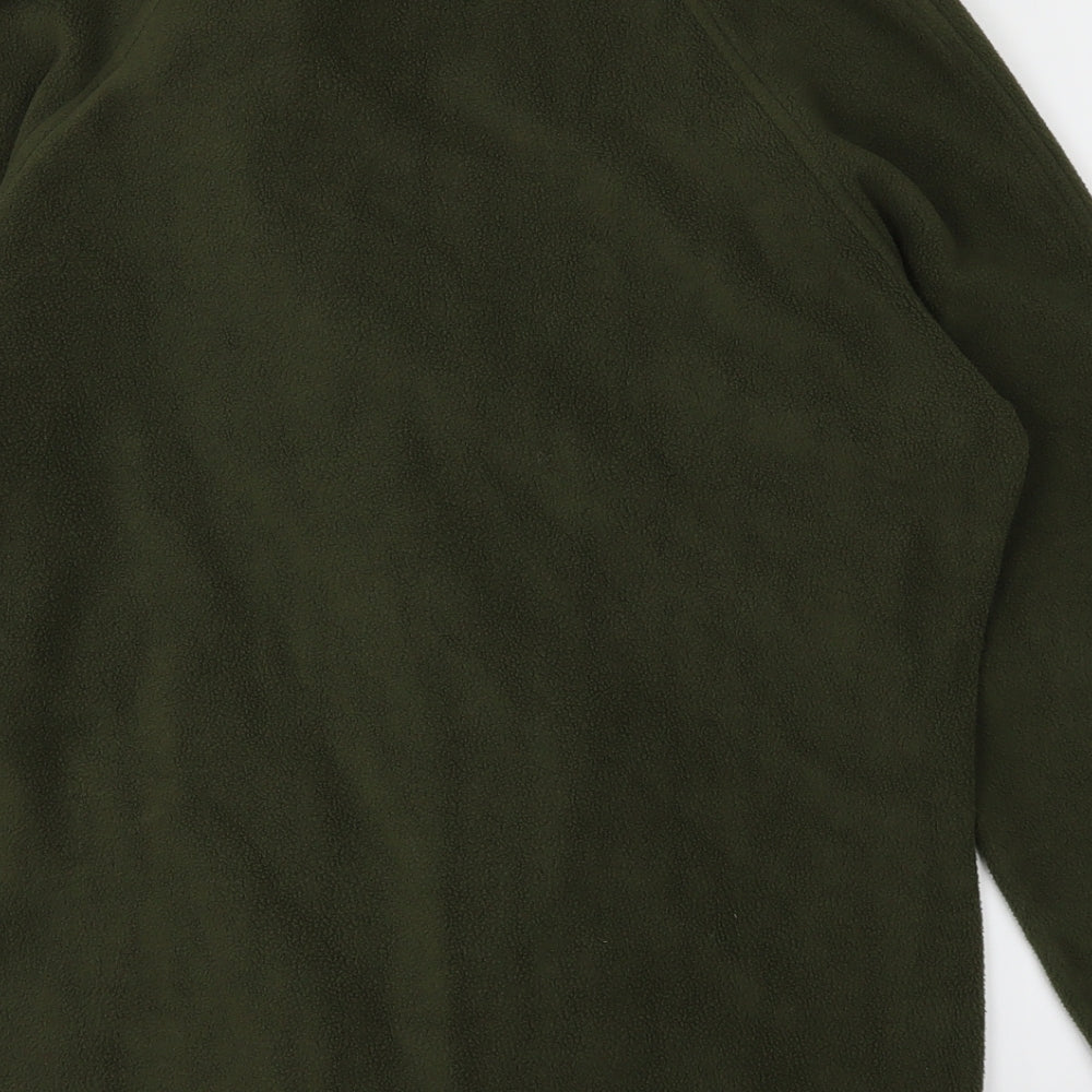 Brand and care label for Essentials women’s green full zip jumper, size UK 10
