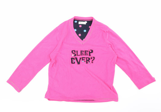 Additional front view of Love To Lounge girls’ pink solid top pyjama top, size 10-11, years
