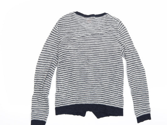 Joe Fresh Womens White Striped Cardigan Jumper Size 12