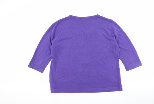 bm Collection Womens Purple Pullover Jumper Size L