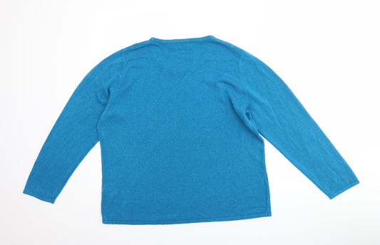 bm Collection Womens Blue Pullover Jumper Size L