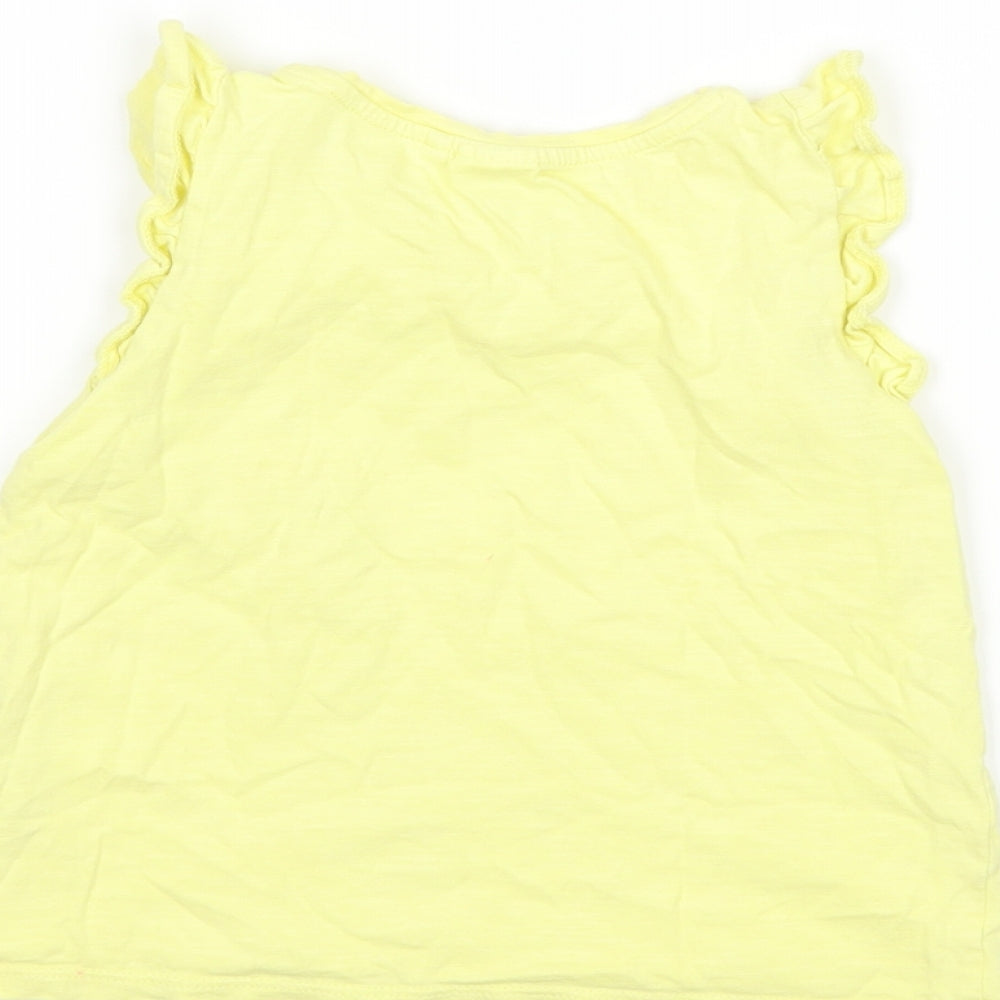 Brand and care label for Next girls’ yellow basic tank, size 4-5, years - chick