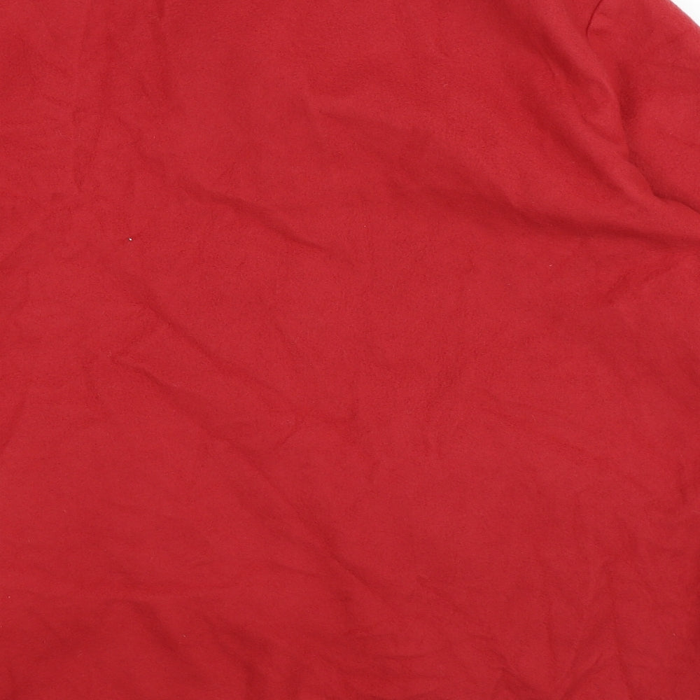 Brand and care label for Anne De Lancay women’s red fleece trench coat coat, size L