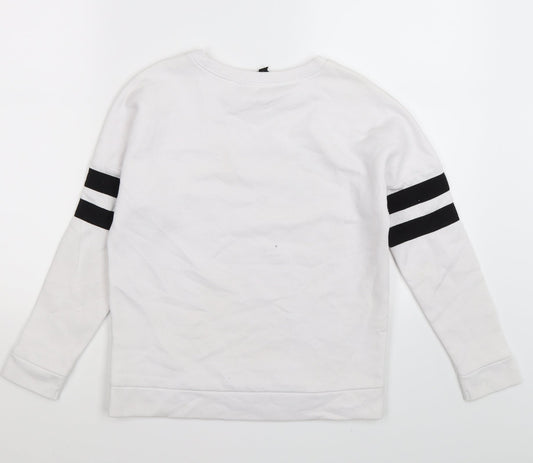 New Look Girls White Striped Jersey Pullover Sweatshirt Size 10-11 Years - SOUTH COLORADO