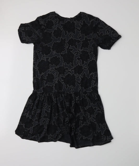 Topshop Womens Grey Floral Jersey A-Line Size 6