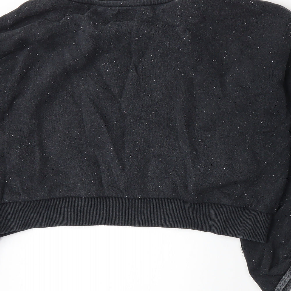 Brand and care label for Zara women’s grey pullover sweatshirt, size S