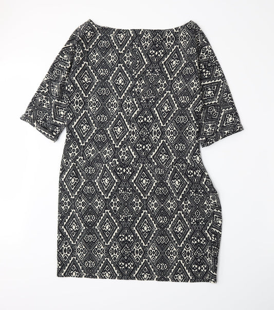 Zara Womens Black Geometric A-Line Size M