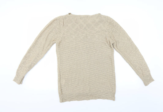 Simon Jefferey Womens Beige Pullover Jumper Size M