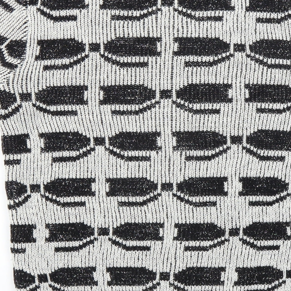 Brand and care label for Debenhams women’s black geometric jumper, size UK 10