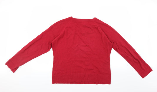 Janique Womens Red Pullover Jumper Size 16