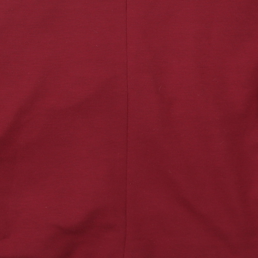 Brand and care label for ASOS women’s red jacket, size UK 10, - edge to edge