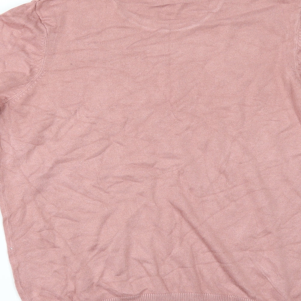 Brand and care label for H&M women’s pink jumper, size M