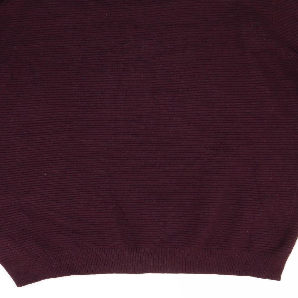 Brand and care label for River Island women’s red jumper, size L