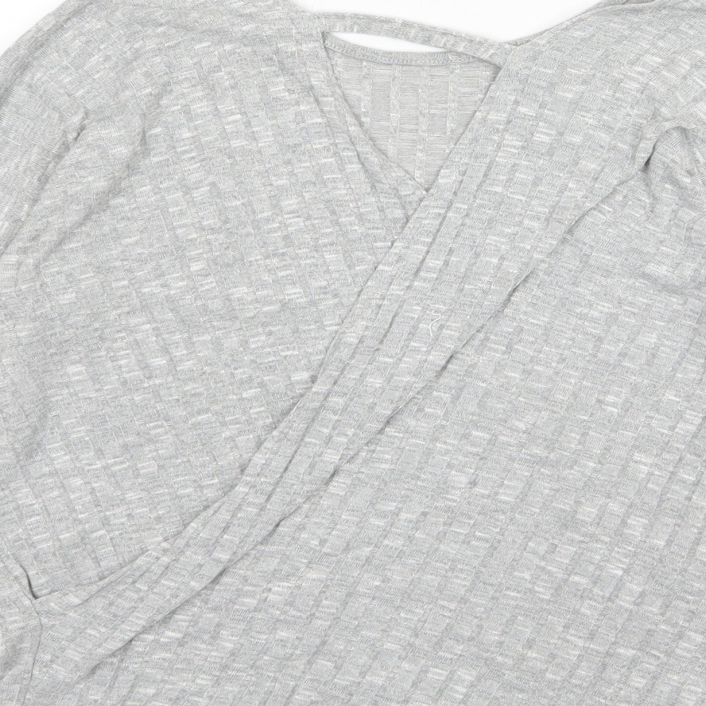Brand and care label for Papaya women’s grey knit jumper, size S
