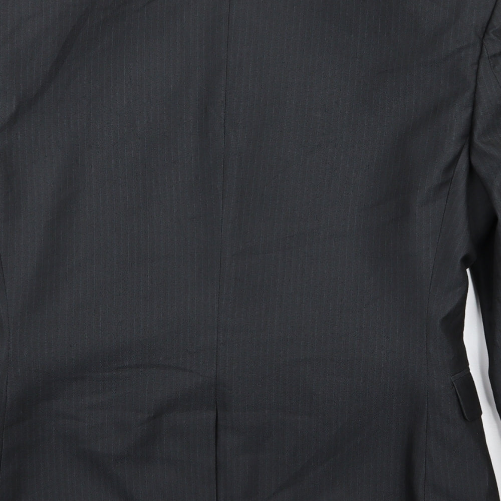 Brand and care label for Marks & Spencer men’s grey striped rayon jacket suit jacket, size 34