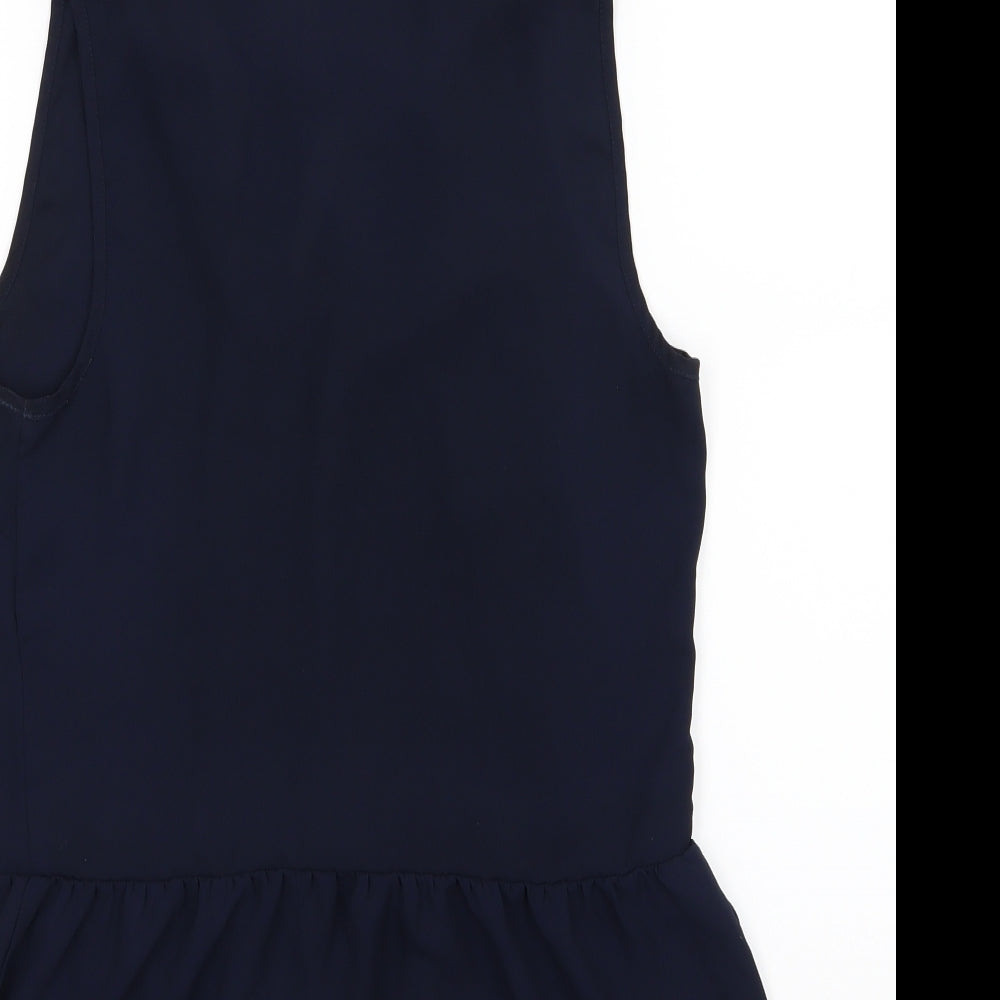RW&Co Womens Blue Chiffon Basic Blouse Size S