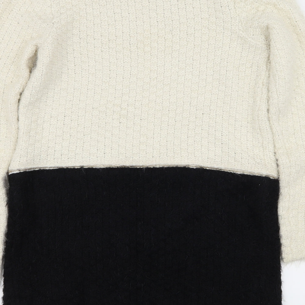 Brand and care label for Quiz women’s ivory knit cardigan jumper, size S