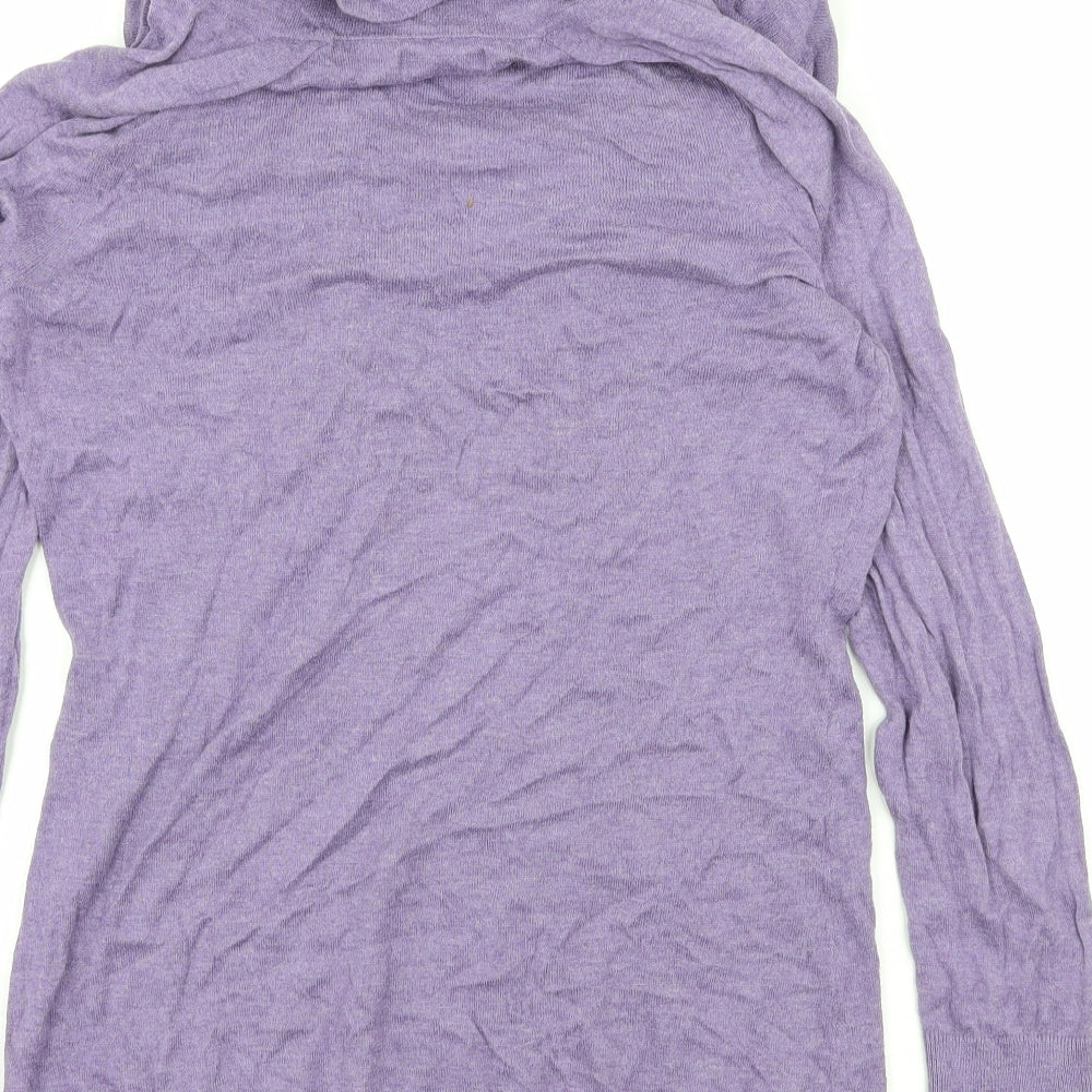 Brand and care label for GA women’s purple knit jumper, size M