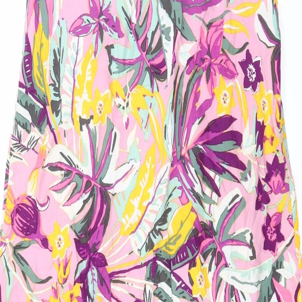 Brand and care label for Sleep Well women’s pink floral babydoll dress, size UK 8