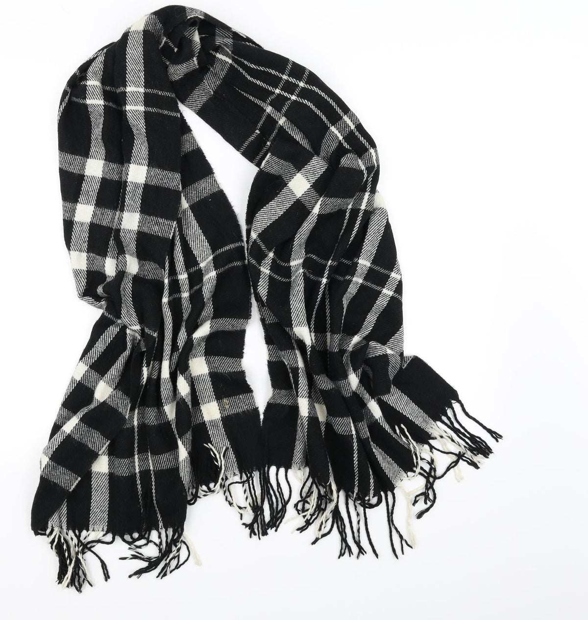 Additional front view of Preworn Black Check Shawl/Wrap