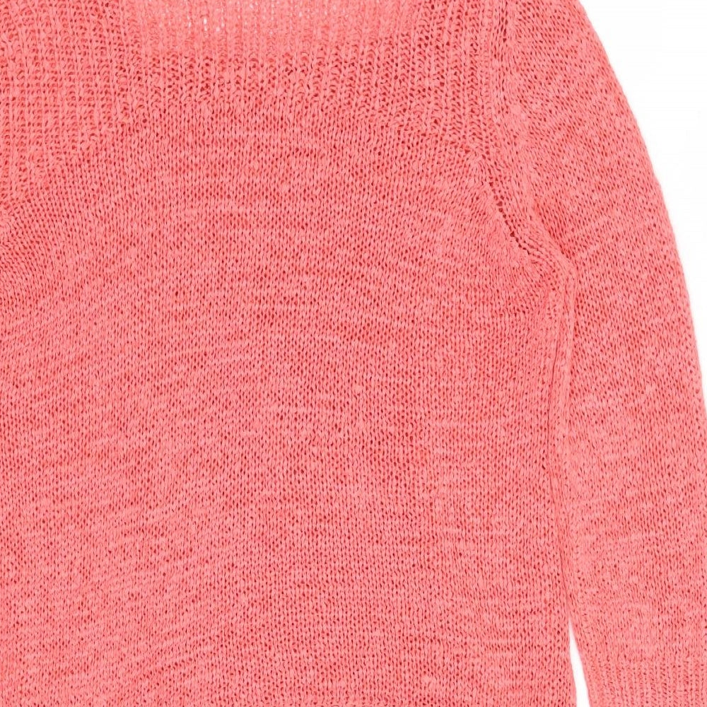Brand and care label for Bonmarché women’s pink cardigan jumper, size M