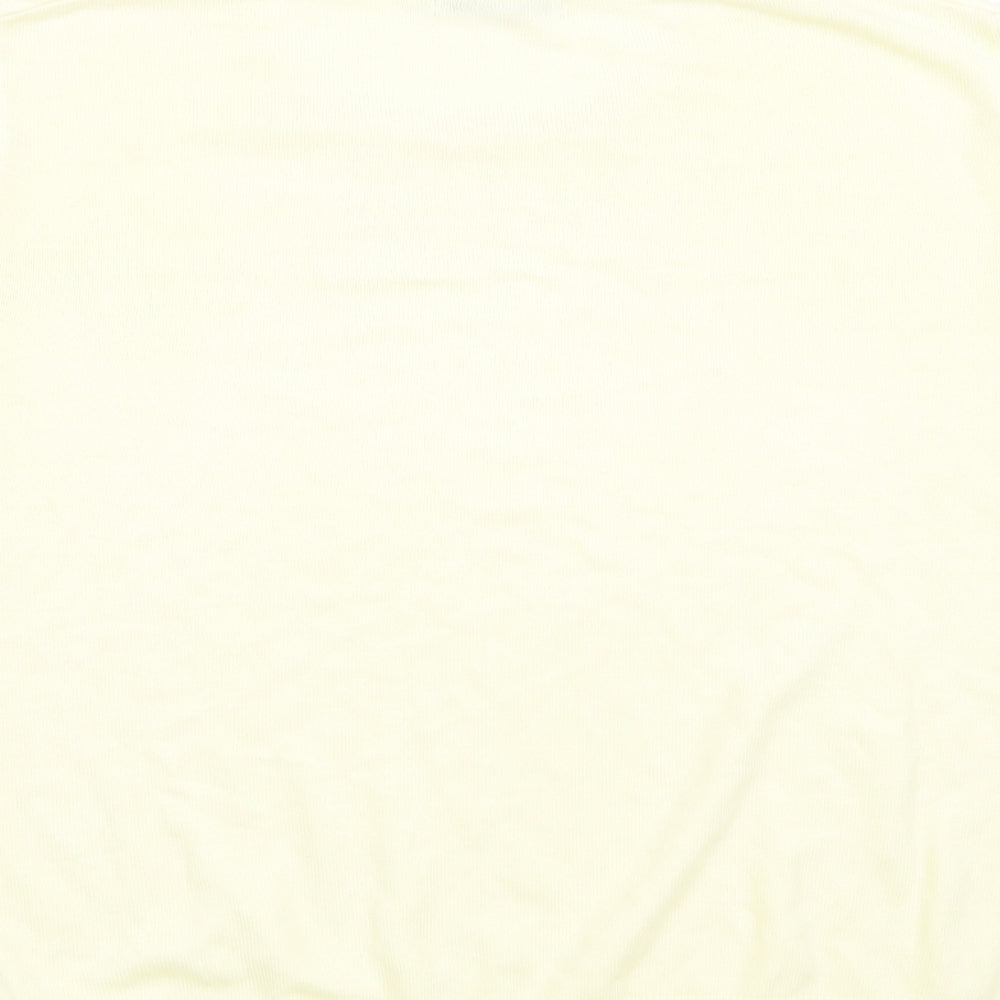 Brand and care label for Marks & Spencer women’s yellow jumper, size UK 18