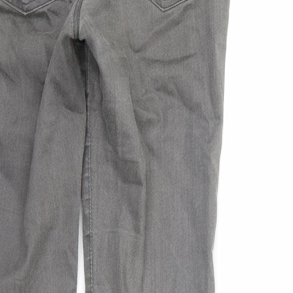 Brand and care label for Caroll women’s grey straight jeans, size UK 10, 31-inch leg