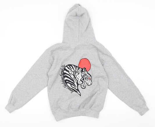 Gildan Girls Grey Pullover Hoodie Size M