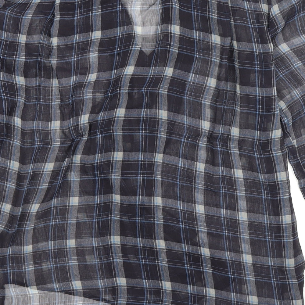 Zara Womens Blue Check Basic Button-Up Size M