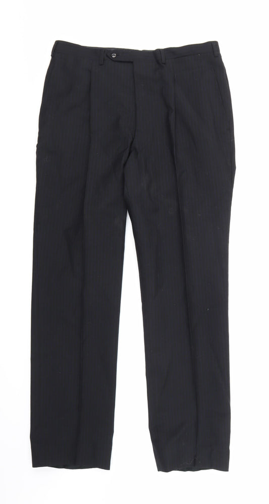 Sanremo Mens Blue Striped Trousers Size 32 in L29 in