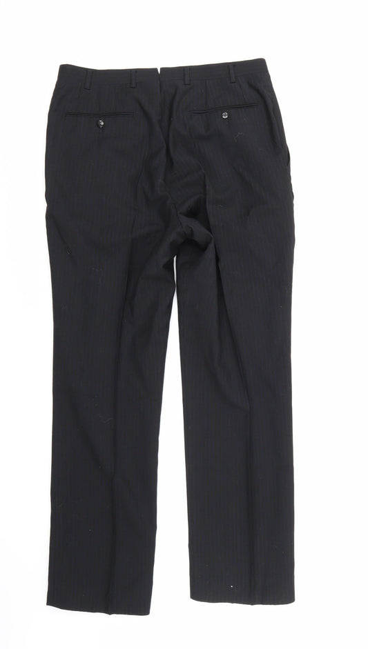 Sanremo Mens Blue Striped Trousers Size 32 in L29 in