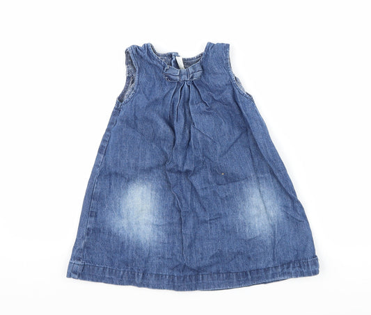 Additional front view of H&M girls’ blue denim a-line, size 2-3, years