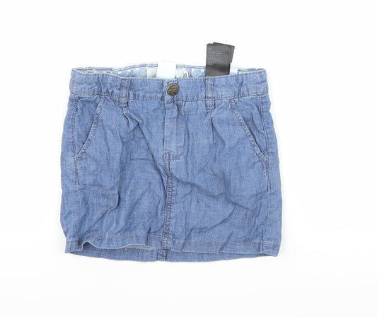 Additional front view of H&M girls’ blue denim a-line skirt, size 6-7, years